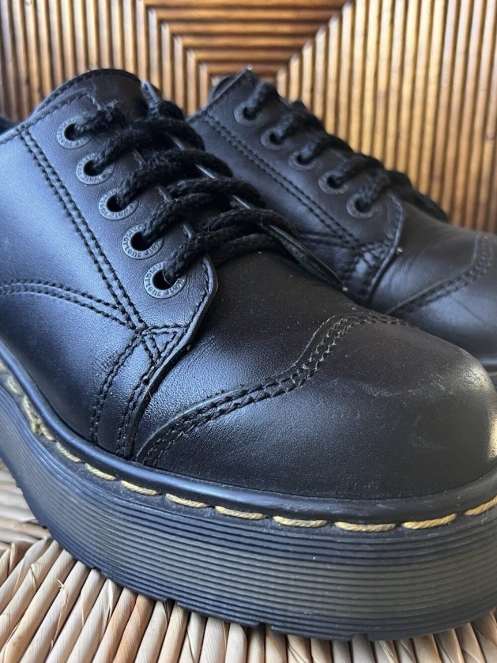 Dr. Martens AirWair 8651 Sz 5 Chunky Platform Leather Lace Oxford Shoes Womens